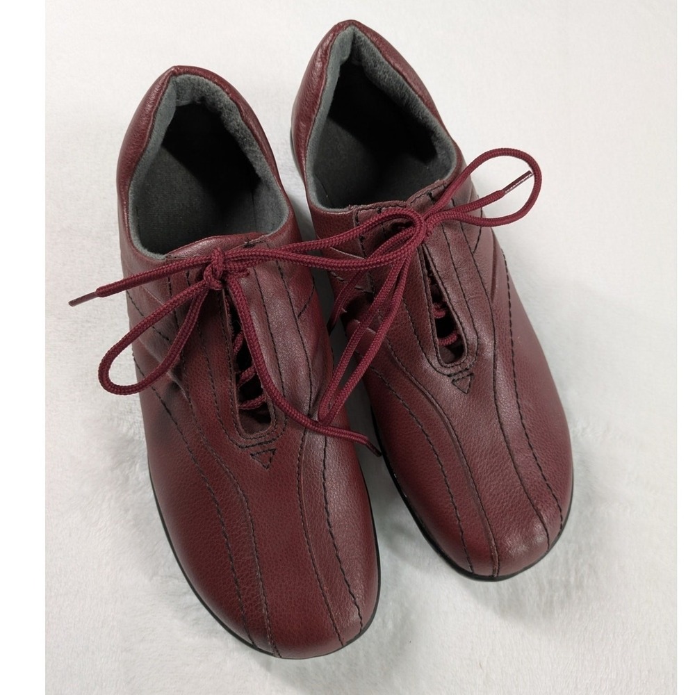 Unbranded Leather Walking Shoes Women Size 9 Burgundy Lace Up Comfort Oxfords
